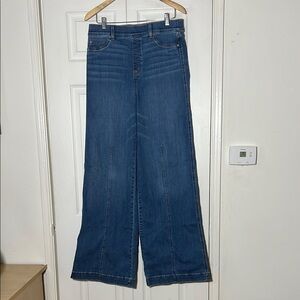 SPANX Flare Wide-Leg Jeans in Deep Blue